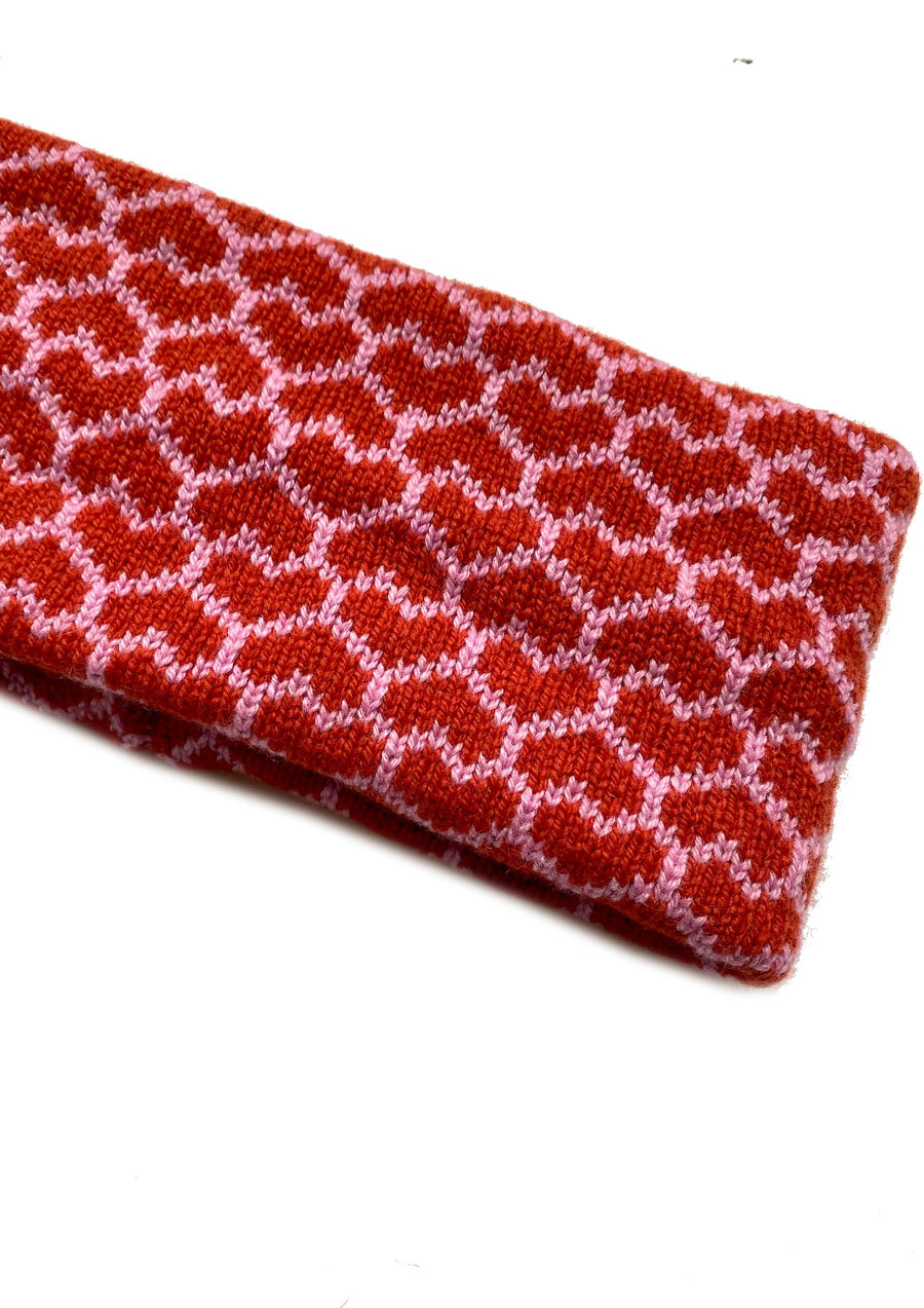 Heart Headband, Pink and Burnt Orange