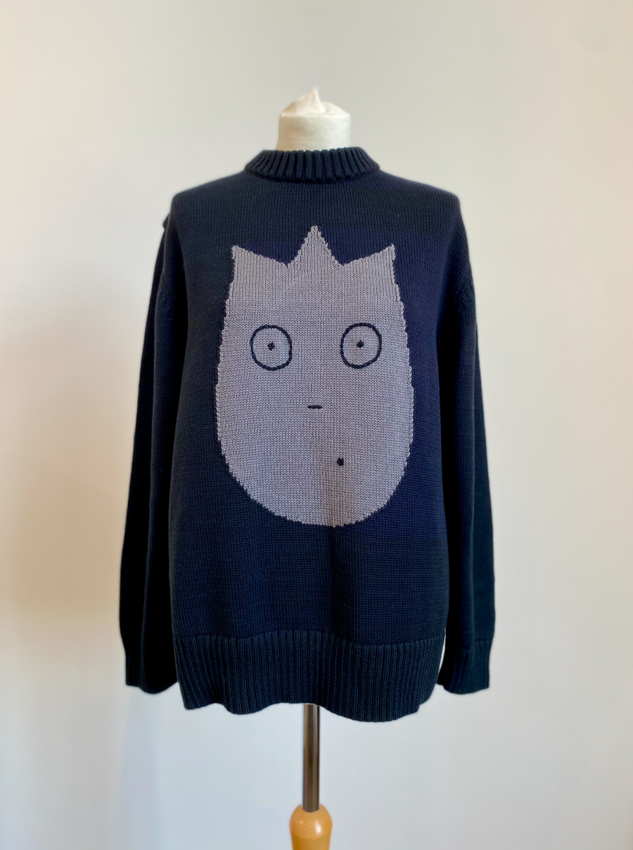 Ready-To-Ship - Cotton Sticker Jumper - Black & Grey