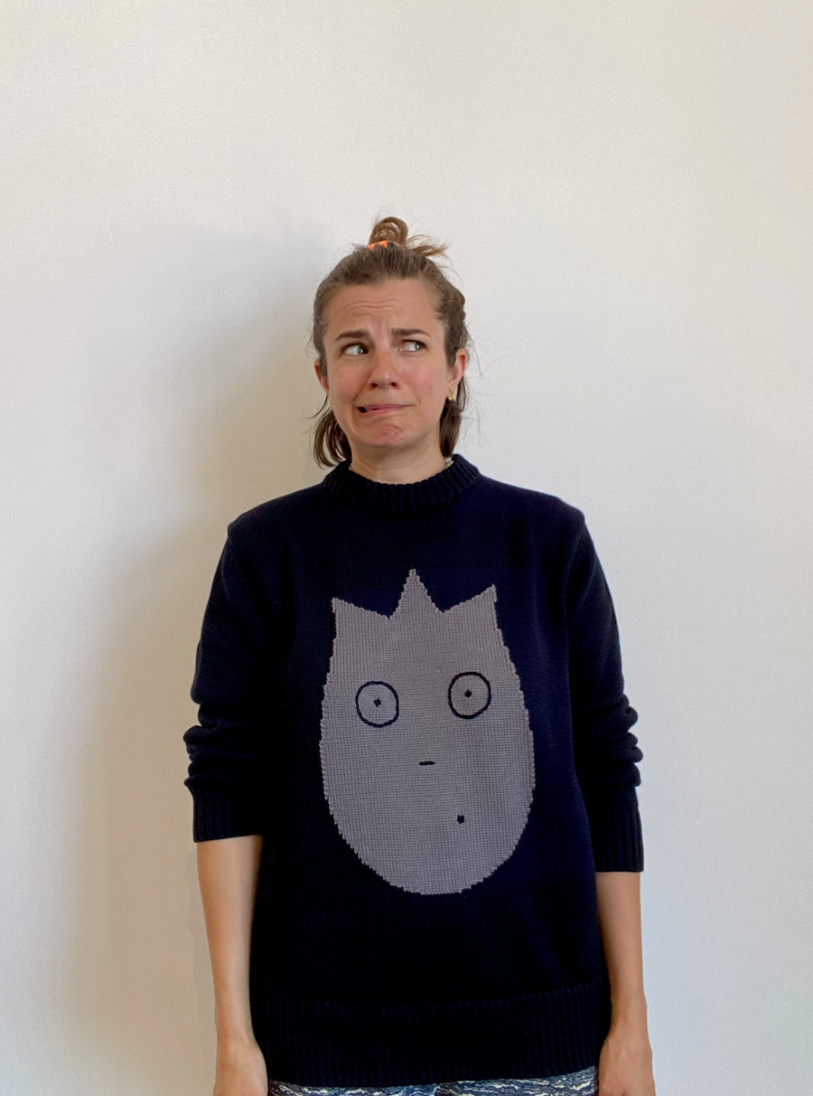 Ready-To-Ship - Cotton Sticker Jumper - Black & Grey