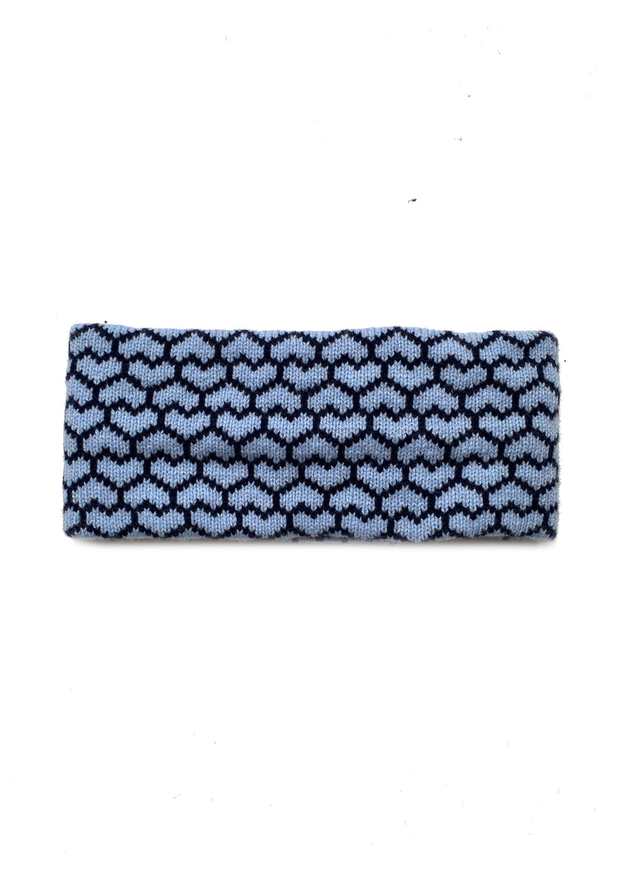 Heart Headband, Pale Blue and Navy
