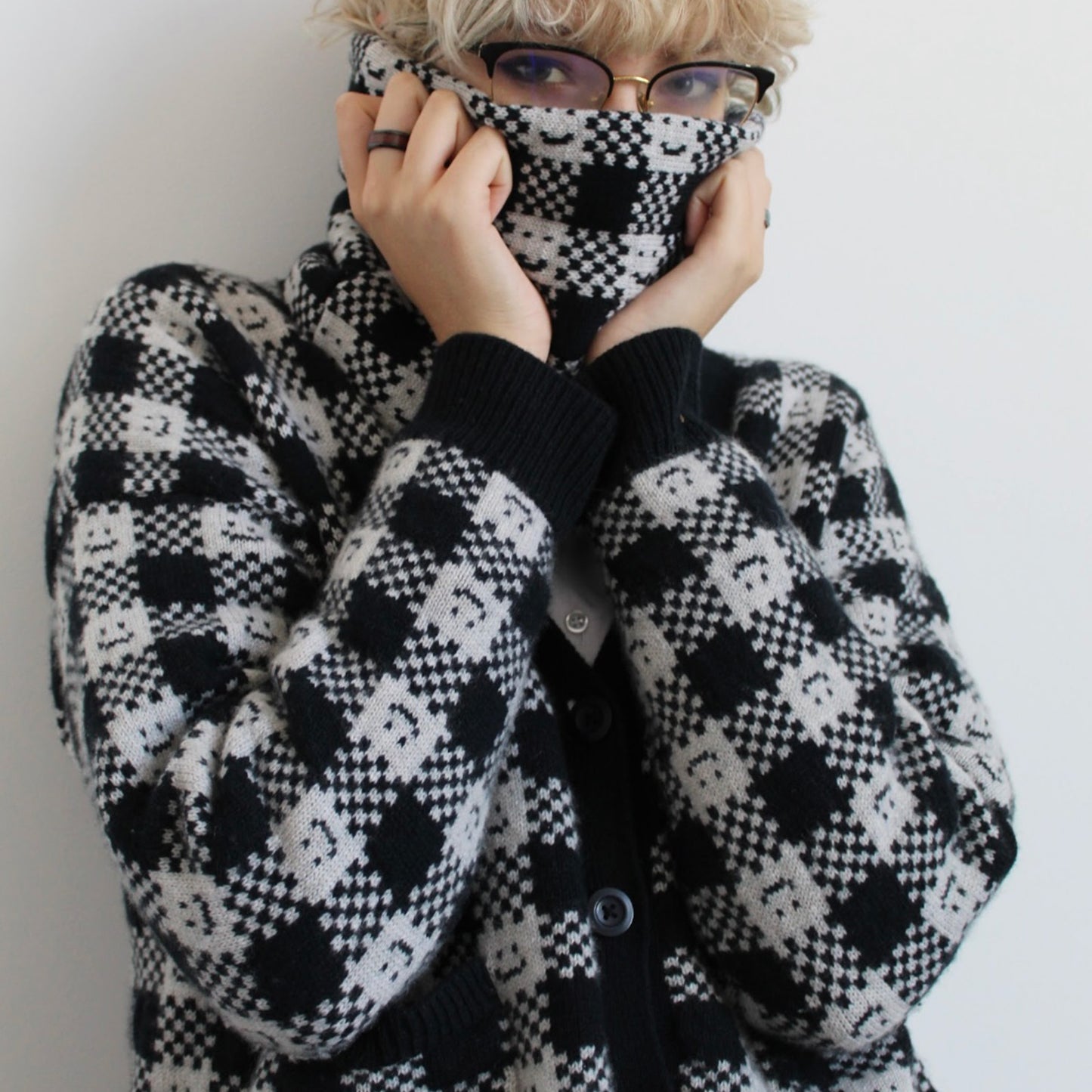 Checkmate Cardigan - Black & Grey Marl