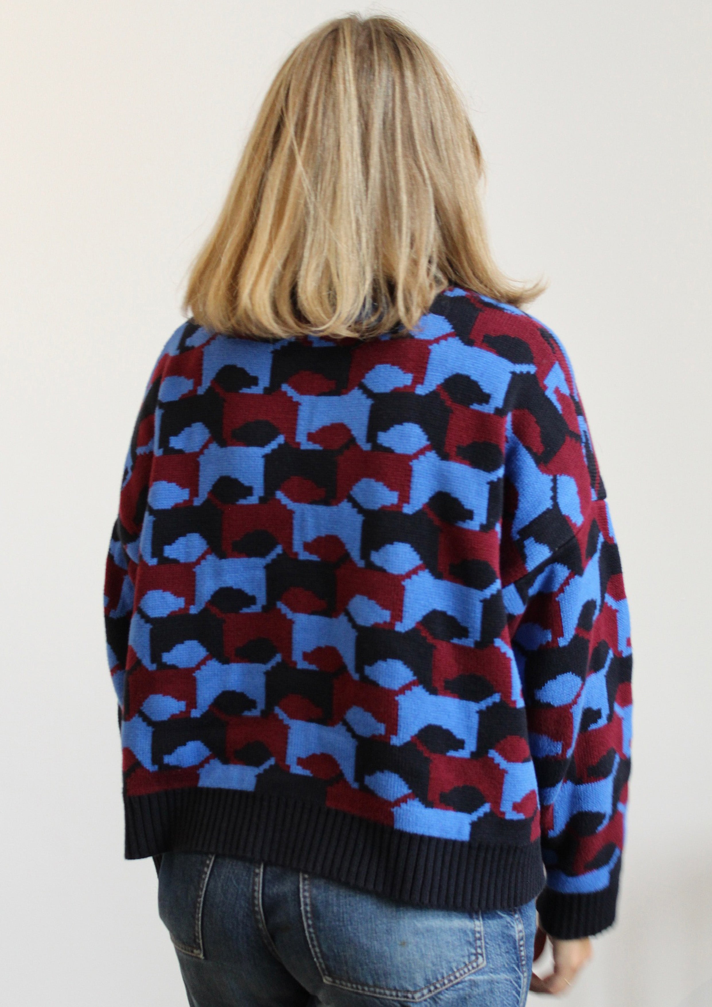 Dog Jumper - Navy, Burgandy and Cornflower Blue