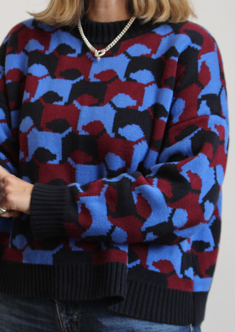 Dog Jumper - Navy, Burgandy and Cornflower Blue