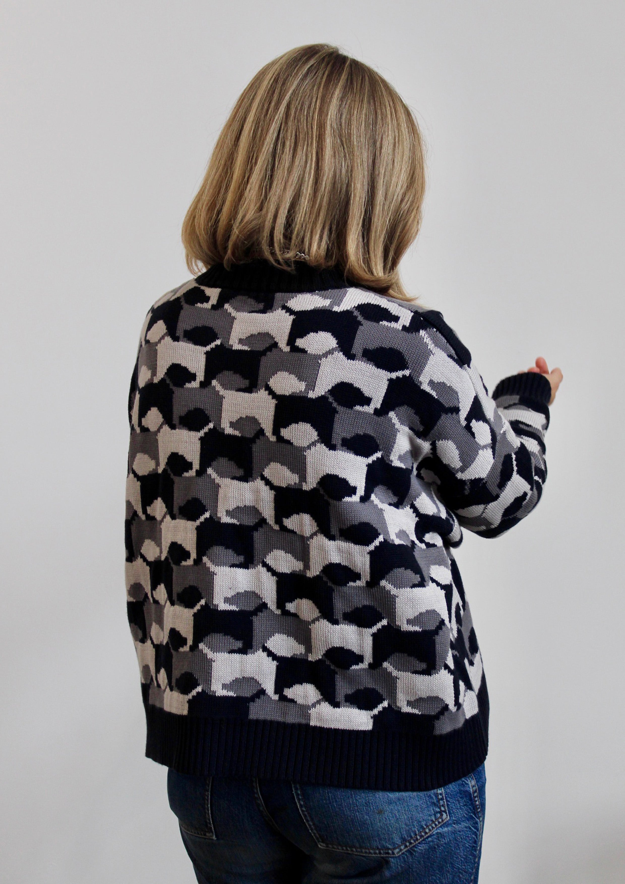 Dog Jumper - Navy, Mid Grey and Light Grey