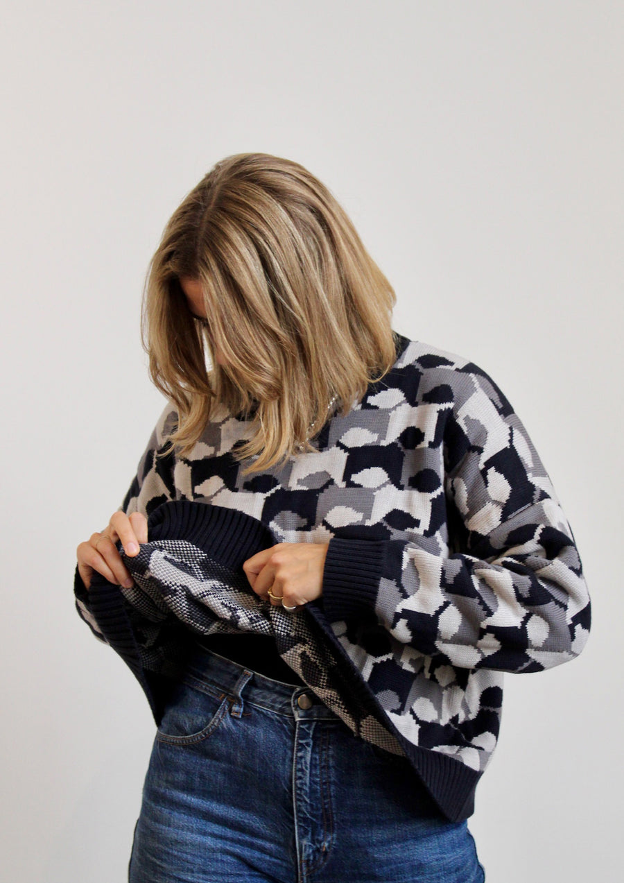 Dog Jumper - Navy, Mid Grey and Light Grey