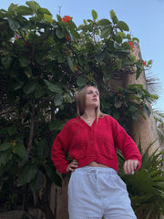 Ready-To-Ship Happy Cardigan - Red