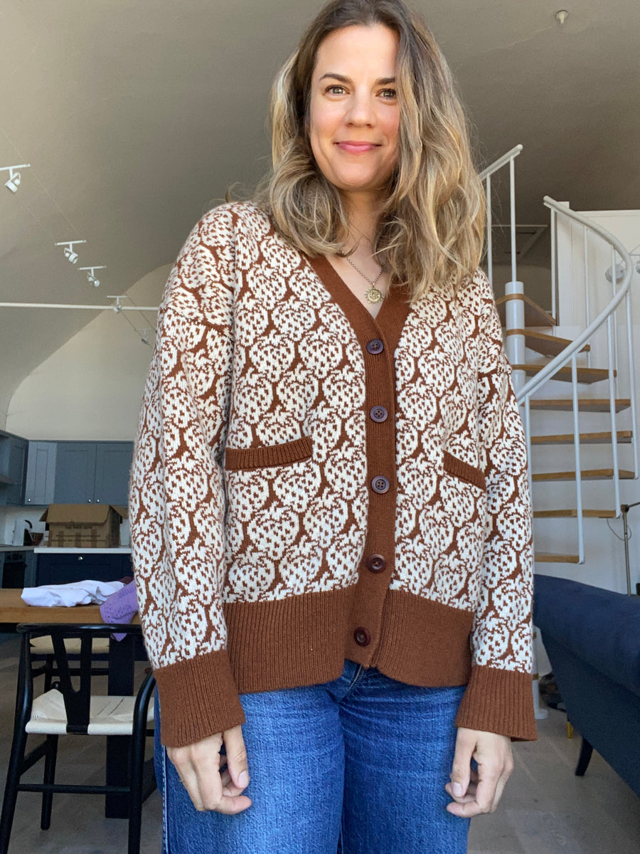 Ready-To-Ship - Cashmere Strawberry Cardigan - Coffee & Cream