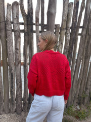 Ready-To-Ship Happy Cardigan - Red