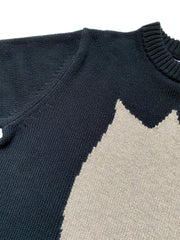 Ready-To-Ship - Cashmere Sticker Jumper - Black & Grey Marl