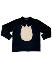 Ready-To-Ship - Cashmere Sticker Jumper - Black & Grey Marl