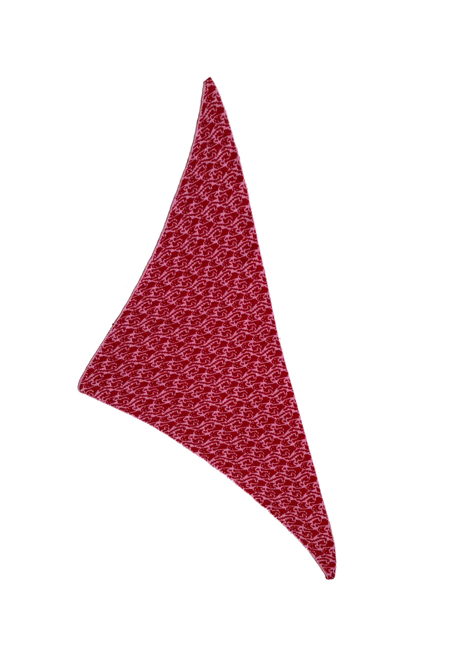 Made-To-Order  - Cashmere Cat Lady Neckerchief - Pink & Red