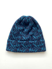 Cashmere Blend Cat Lady Hat - Dark Teal & Navy