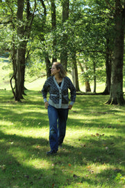 Cat Lady Cardigan - Black & Light Grey Marl