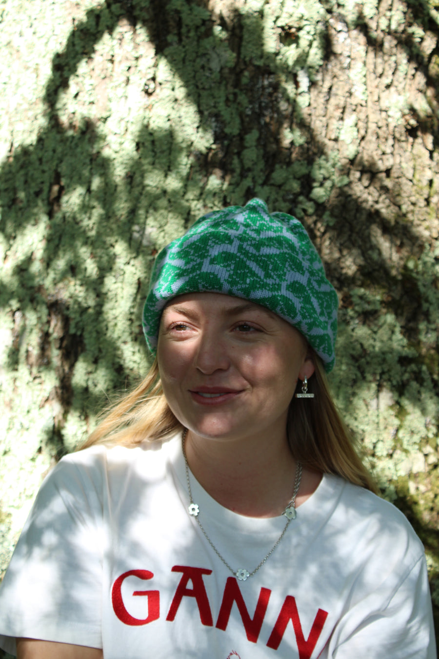 Cashmere Blend T-Rex Hat - Light Blue & Green