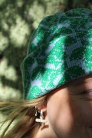 Cashmere Blend T-Rex Hat - Light Blue & Green