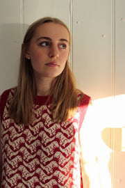 Ready-To-Ship - Cashmere T-Rex Tank - Red & Cream