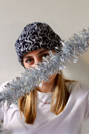 Ready-To-Ship - Cashmere Blend Cat Lady Hat - Light Grey Marl & Navy