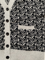 Cat Lady Cardigan - Black & Light Grey Marl