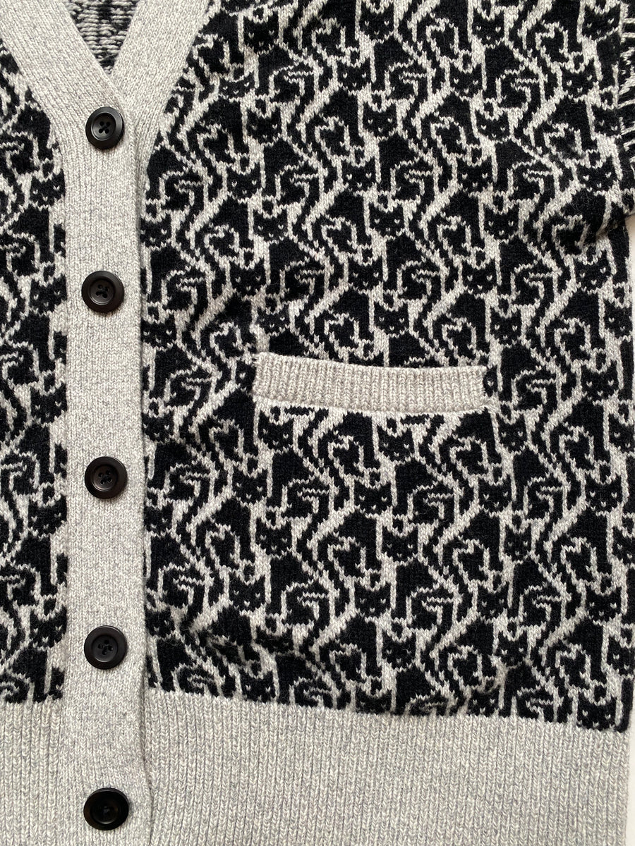 Cat Lady Cardigan - Black & Light Grey Marl