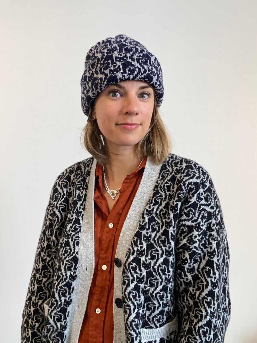 Cat Lady Cardigan - Black & Light Grey Marl
