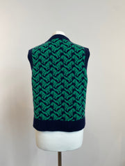 Ready-To-Ship - Cashmere blend T-Rex Tank - Navy & Green