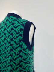 Ready-To-Ship - Cashmere blend T-Rex Tank - Navy & Green