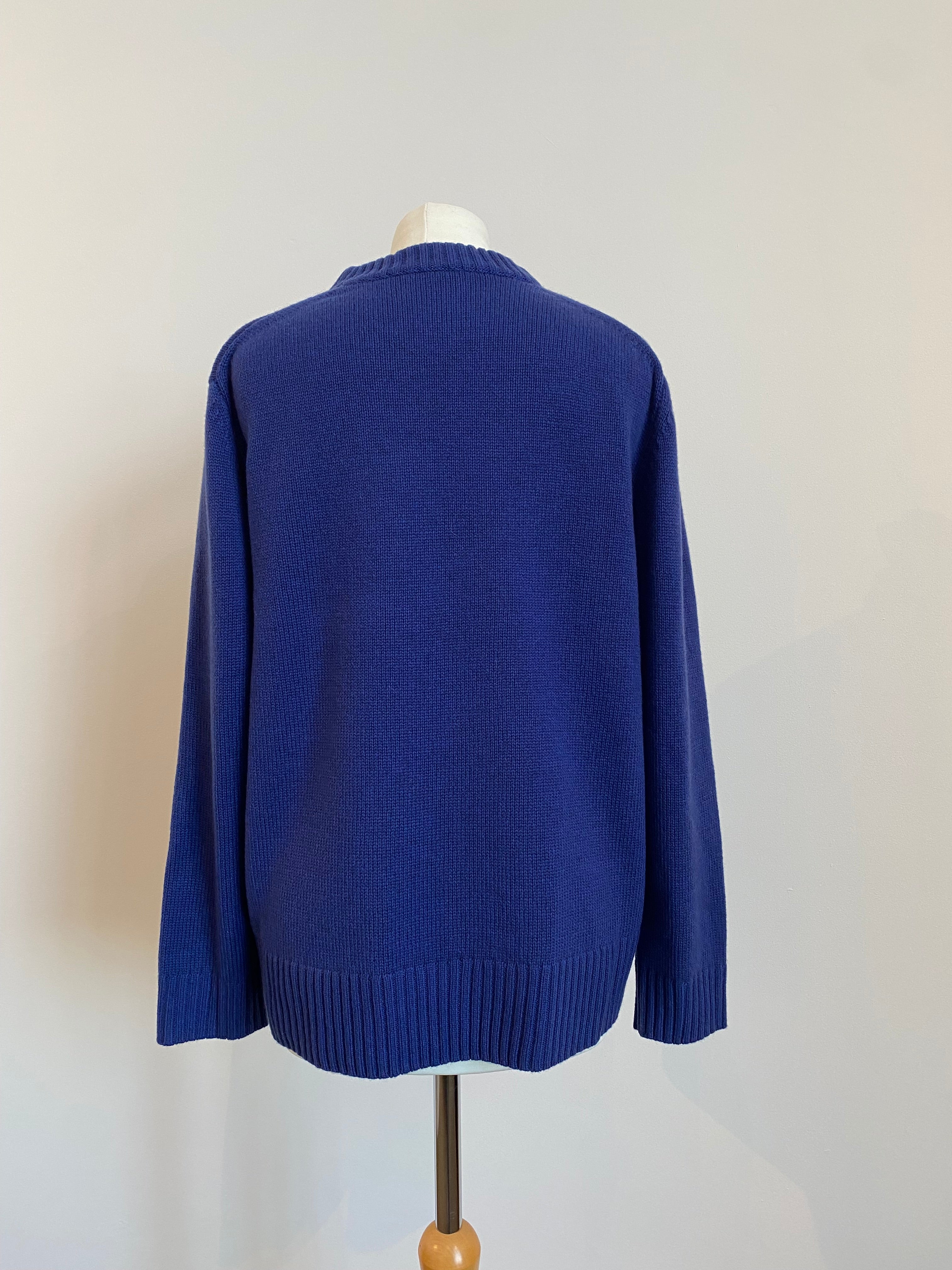 Sample Sale - Cashmere Sticker Jumper - French Navy & Grey Marl - M/L