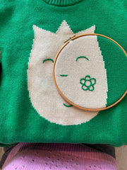 Cashmere Sticker Jumper - Green and Cream