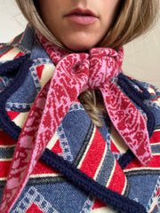 Made-To-Order  - Cashmere Cat Lady Neckerchief - Pink & Red