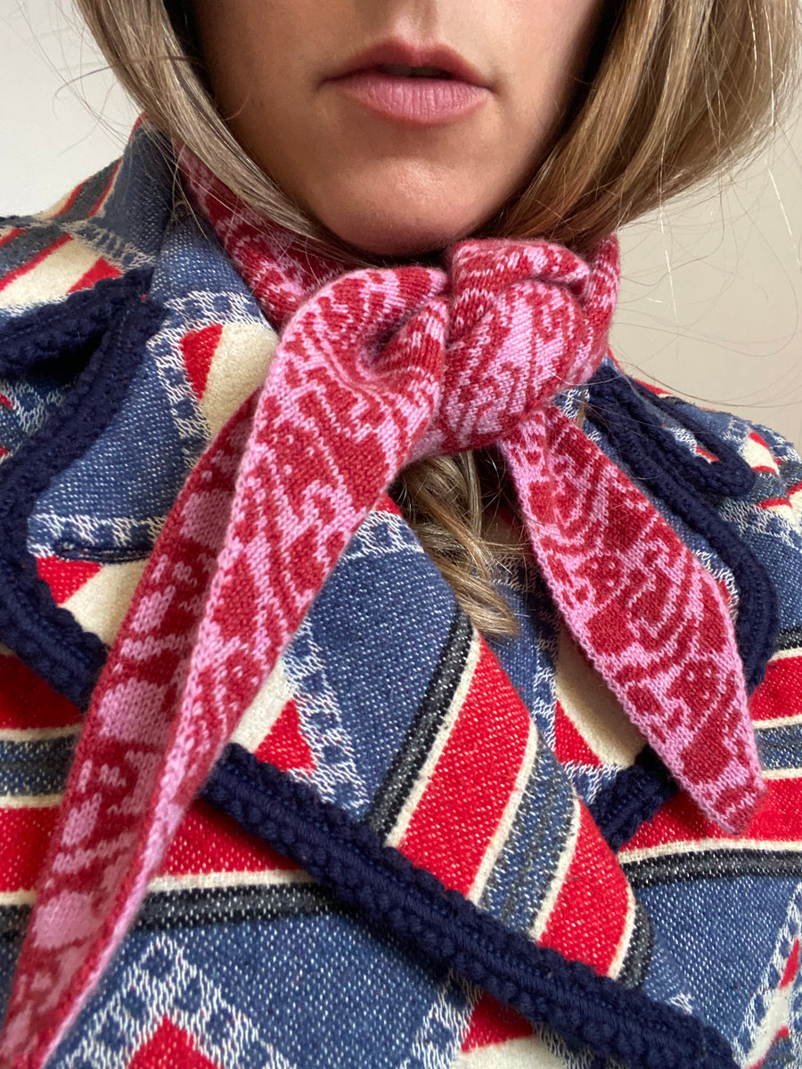 Made-To-Order  - Cashmere Cat Lady Neckerchief - Pink & Red