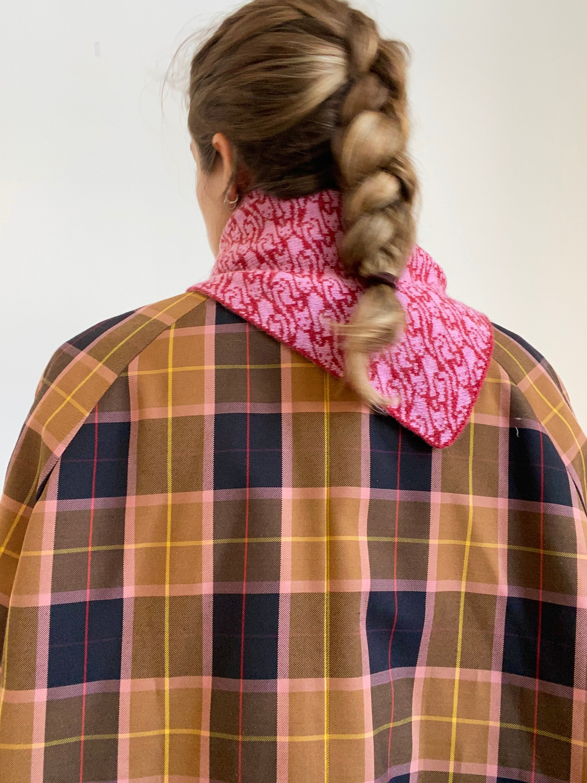 Made-To-Order  - Cashmere Cat Lady Neckerchief - Pink & Red