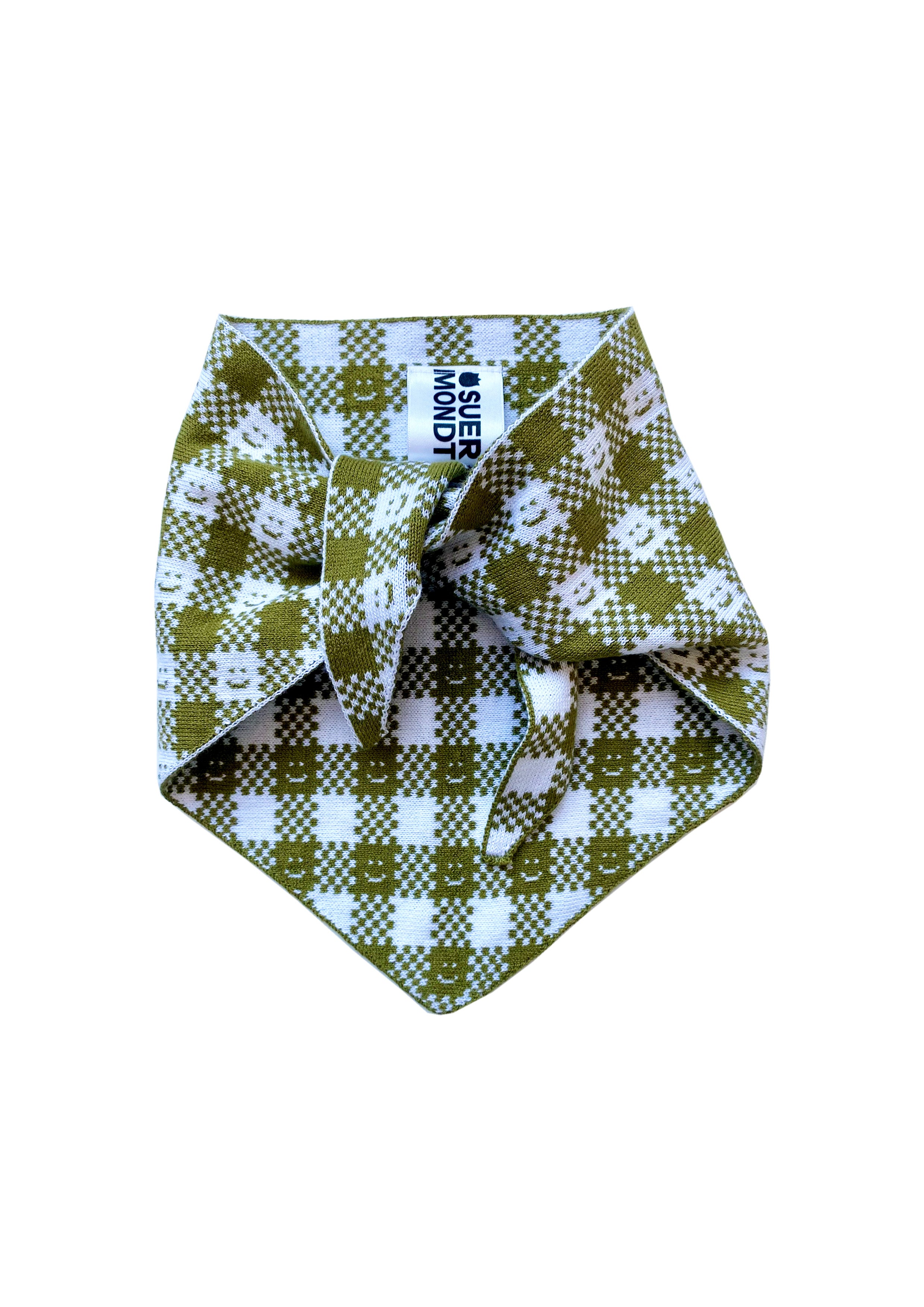 Ready-To-Ship - Checkmate Neckerchief/ headscarf - Olive & White