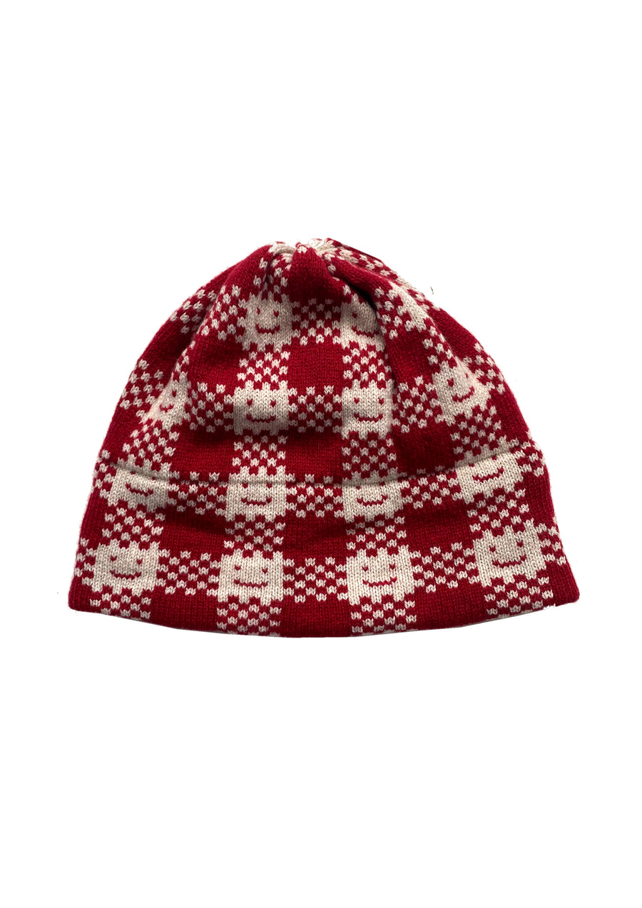 Made-To-Order - Cashmere Blend Checkmate Hat - Red