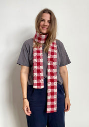 Made-To-Order - Cashmere Blend Checkmate Scarf - Red