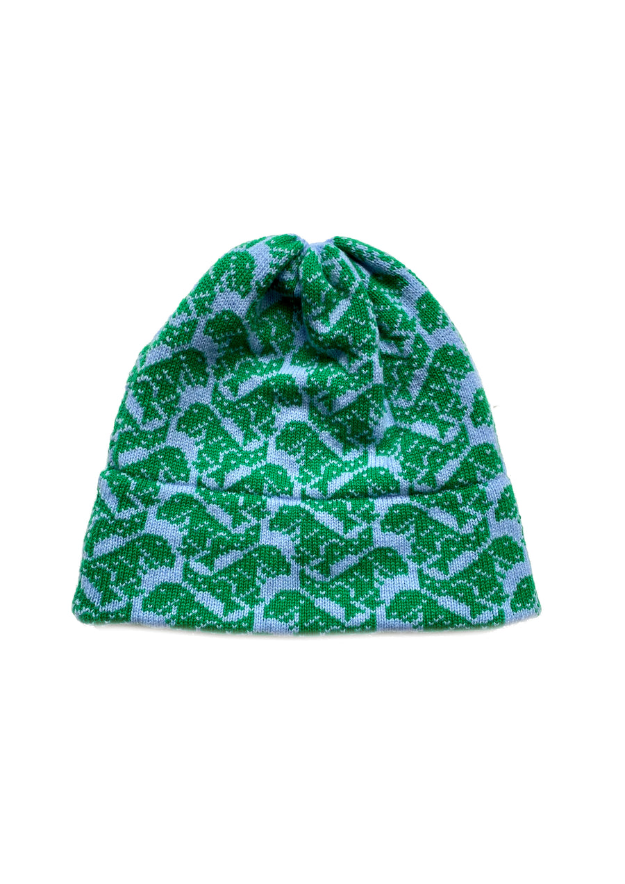 Cashmere Blend T-Rex Hat - Light Blue & Green