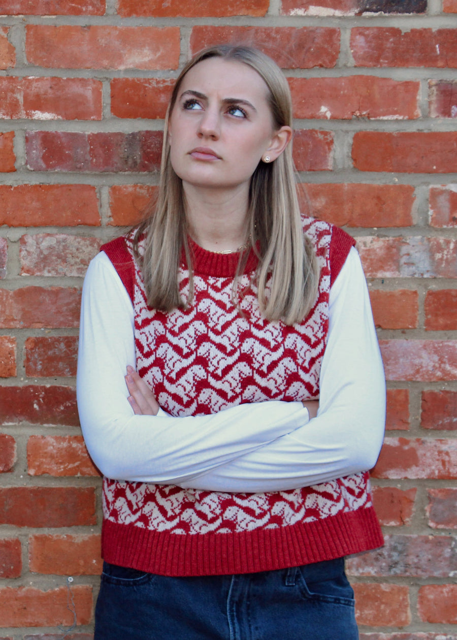 Ready-To-Ship - Cashmere T-Rex Tank - Red & Cream