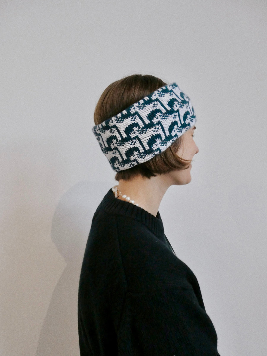 Bonnie Headband, Dark Teal and White