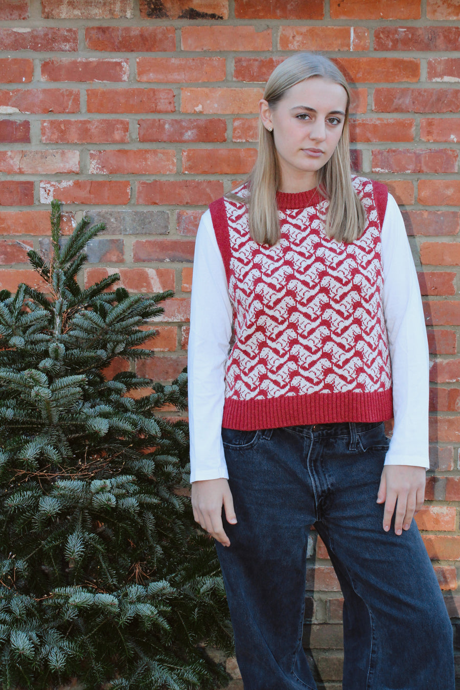 Ready-To-Ship - Cashmere T-Rex Tank - Red & Cream