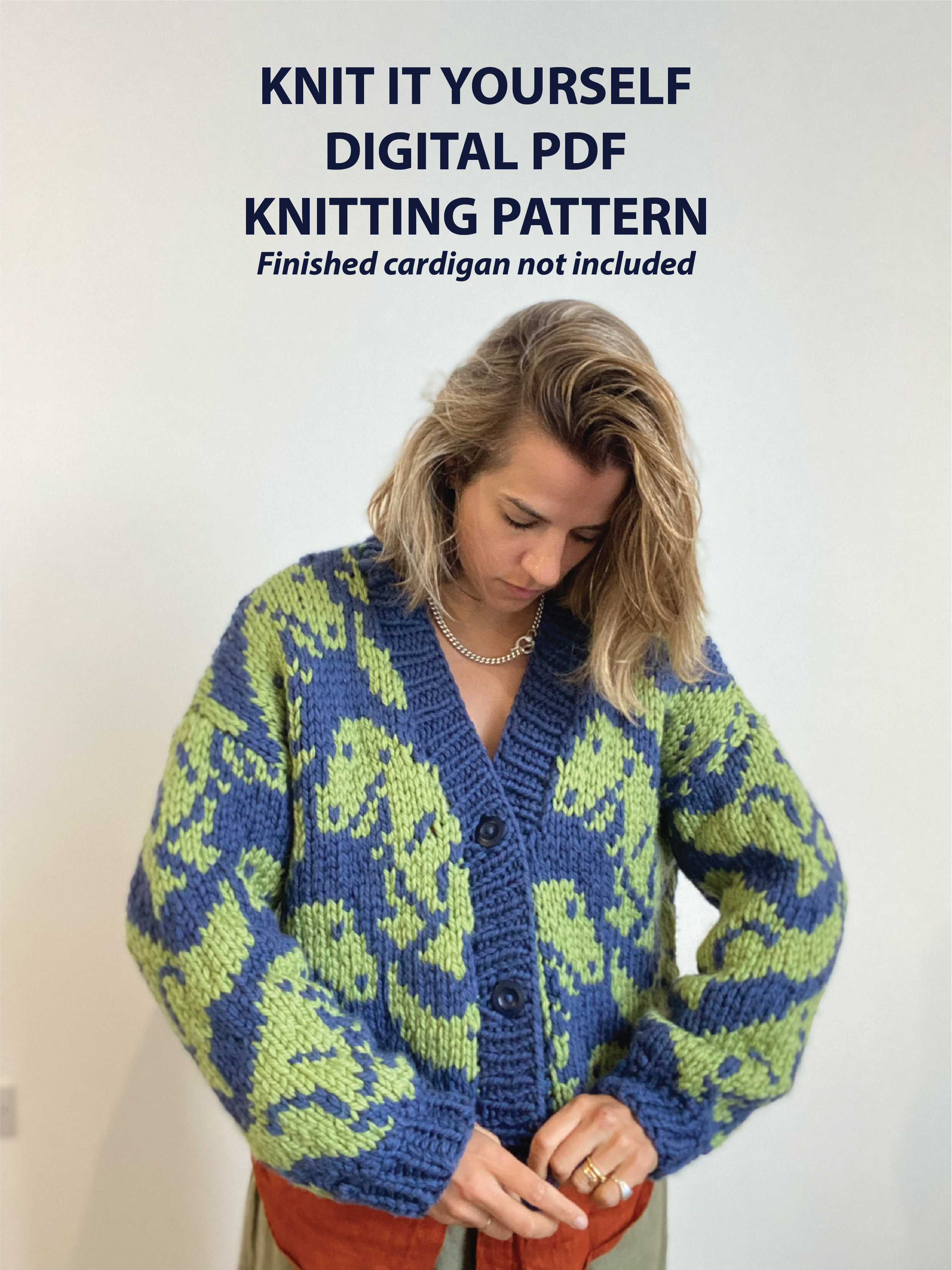 KNIT YOUR OWN CHUNKY T-REX CARDIGAN - Digital Knitting Pattern