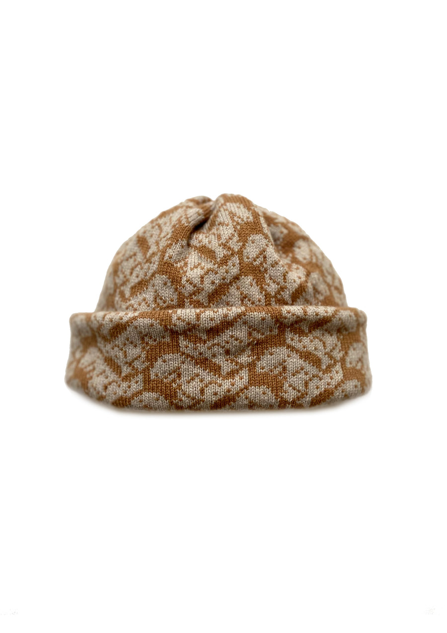 Cashmere Blend T-Rex Hat - Camel & Ecru
