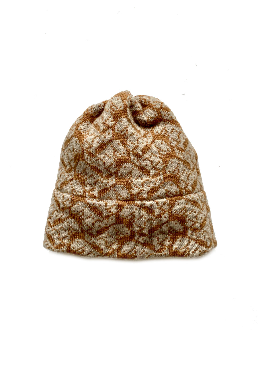 Cashmere Blend T-Rex Hat - Camel & Ecru