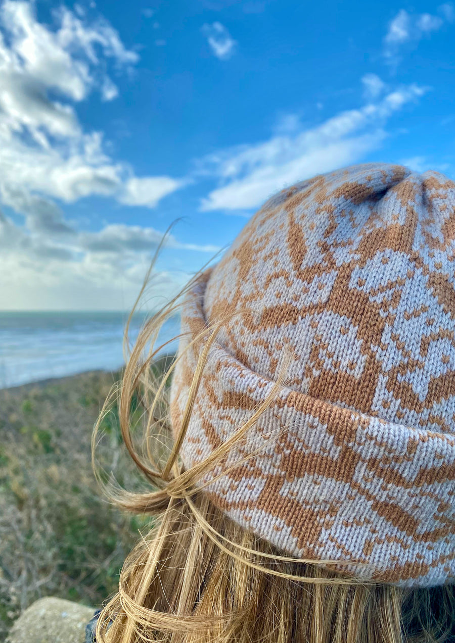Cashmere Blend T-Rex Hat - Camel & Ecru