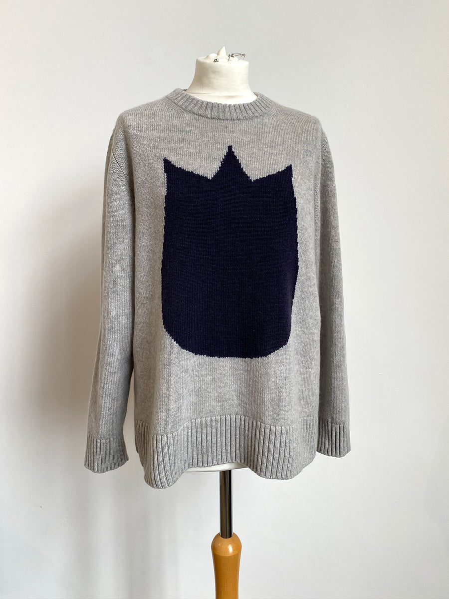 Cashmere Sticker Jumper - Grey Marl