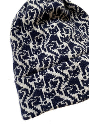 Ready-To-Ship - Cashmere Blend Cat Lady Hat - Light Grey Marl & Navy