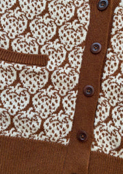 Ready-To-Ship - Cashmere Strawberry Cardigan - Coffee & Cream
