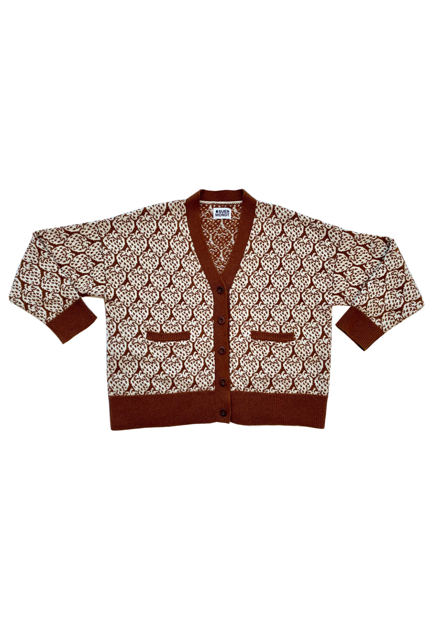 Ready-To-Ship - Cashmere Strawberry Cardigan - Coffee & Cream