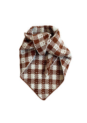 Ready-To-Ship, Cashmere Checkmate Neckerchief - Coffee & Ecru