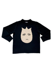 Ready-To-Ship - Cashmere Sticker Jumper - Black & Grey Marl