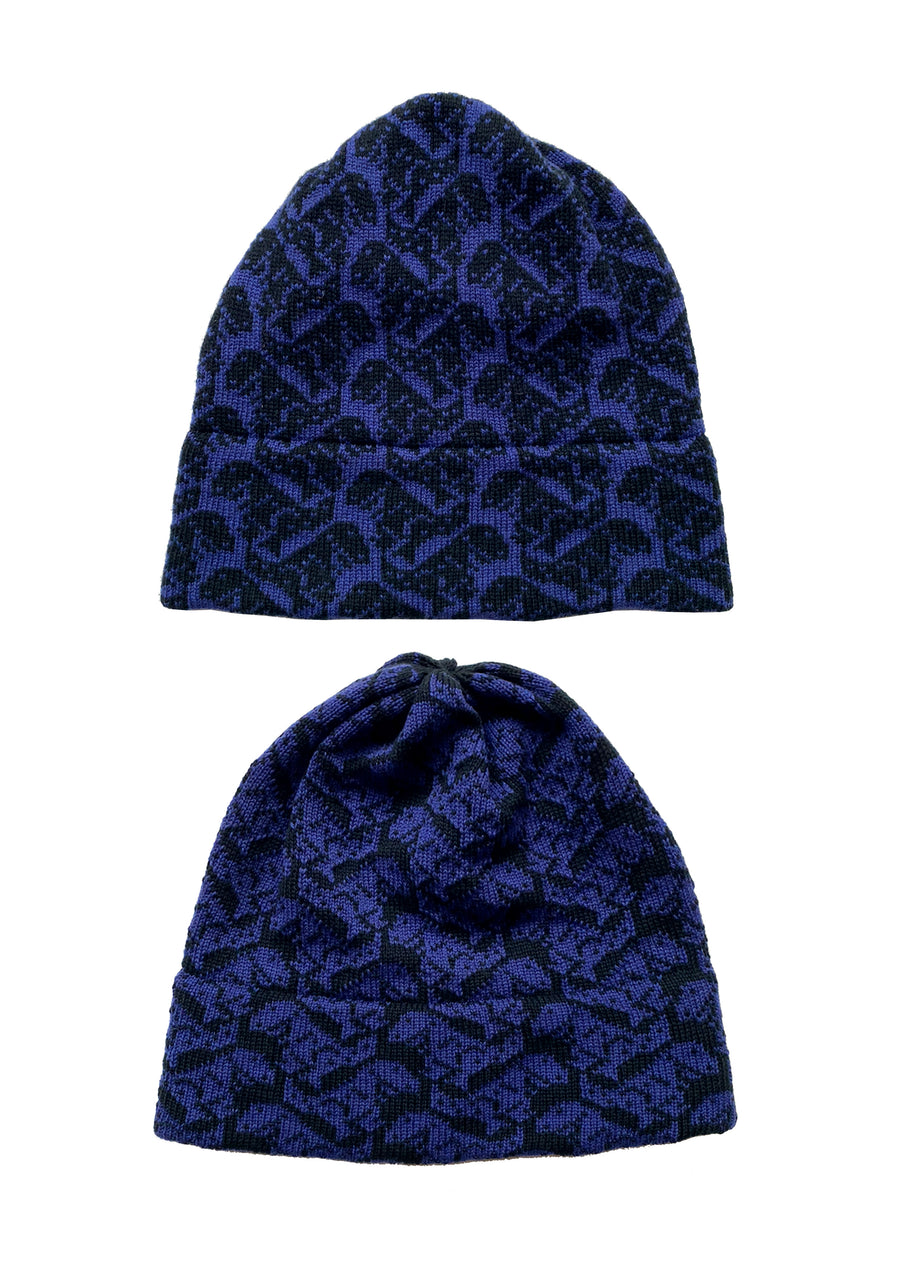 Cashmere T-Rex Hat: Black & French Navy