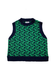 Ready-To-Ship - Cashmere blend T-Rex Tank - Navy & Green